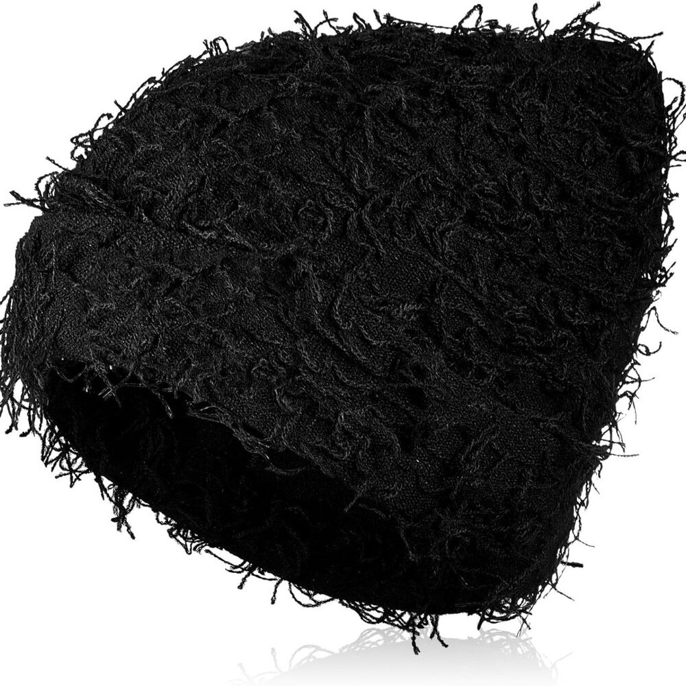 Distressed Knitted Beanie Fuzzy Winter Hats Thick Warm Y2k Beanie Snow Knit Cap